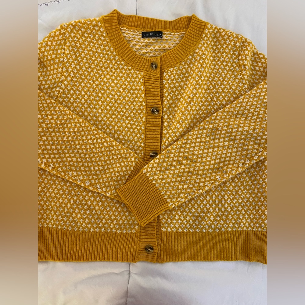 Chic Mustard Patterned Cardigan - image 6